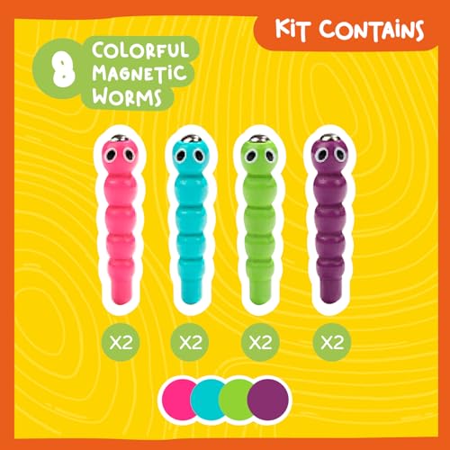 Nene Toys 8 Bunte magnetische Würmer – Ersatzpackung – Spechtfütterungsspiel – Erweiterungs-Spielset für Kleinkinder ab 2 Jahren – Förderung der Feinmotorik und Hand-Auge-Koordination