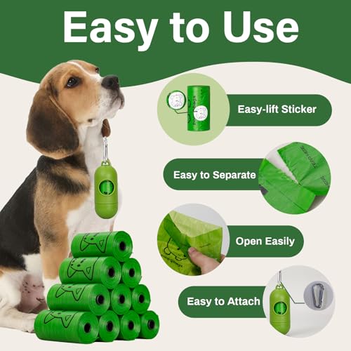 Image of Dog Poop Bags With Dispenser, Strong and Leak-proof Waste Bags for Pets, Floral Scented, 270 Count (18 Packs of 15), 13 Inch x 9 Inch (Green)
