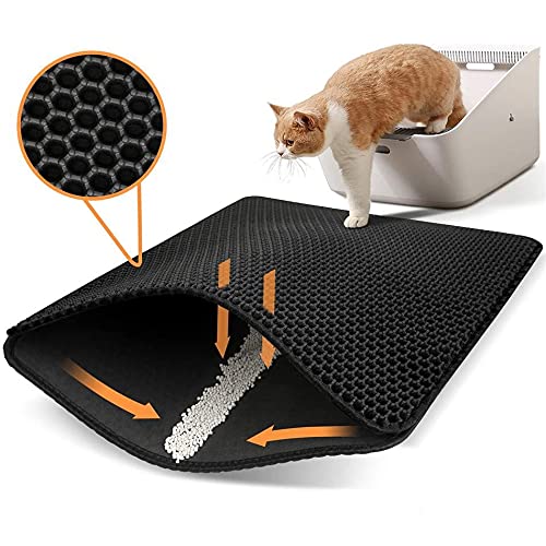 Tapete Higiênico Coletor de Areia Para Gatos Preto Tamanho M - 45X60