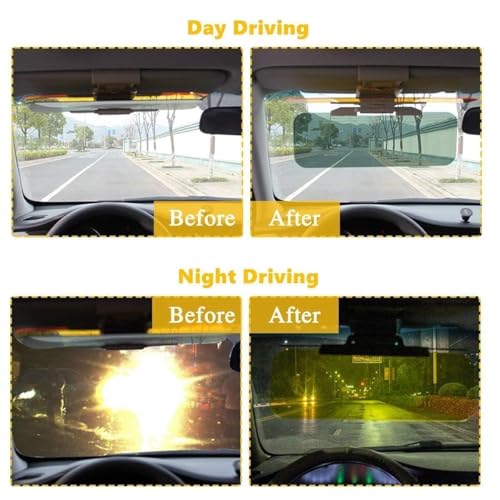 Image of Car Sun Visor, 2 in 1 Universal Day and Night Anti-Glare Visor Sun Visor Extender, Visor Blocker, Night Vision Anti-Dazzle Windshield Driving Visor, UV-Filtering Eye Protector for SUV