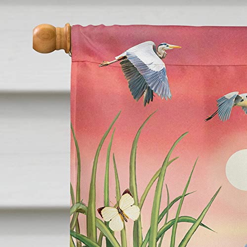 Toile motif héron bleu grand format multicolore et ultra résistante pour façade