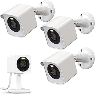 Wall Mount for Wyze Cam OG & Wyze Cam OG Telephoto, Weatherproof Protective Cover and 360 Degree Adjustable Wall Mount Bracket for Wyze Indoor Outdoor Security Camera - White,3 Pack