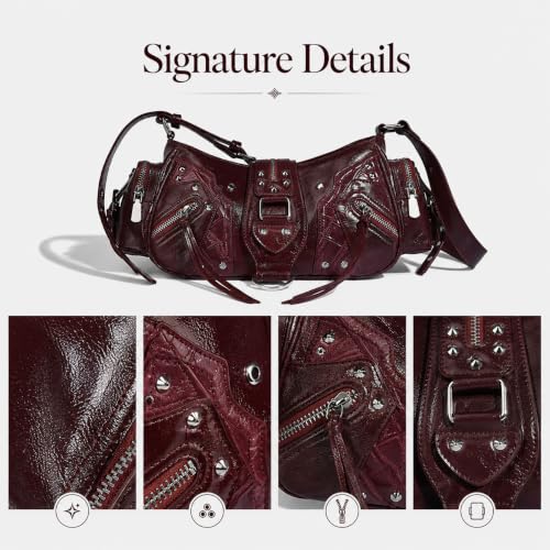 Image of Shoulder Purse for Women, Leather Women's Handbag Y2k Aesthetic Coquette Shoulder Bag Hobo Punk Trendy Ladies Purse