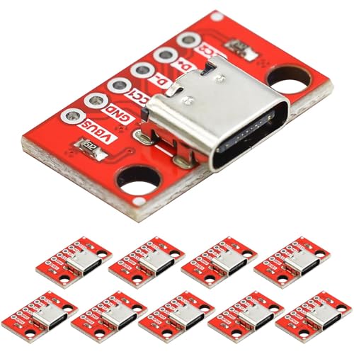 PENGLIN 10PCS USB C Breakout Board,USB C Breakout Board Serial Breakout Anschluss Weiblich Konvertierungskarte,USB Typ C Buchse PCB Platine