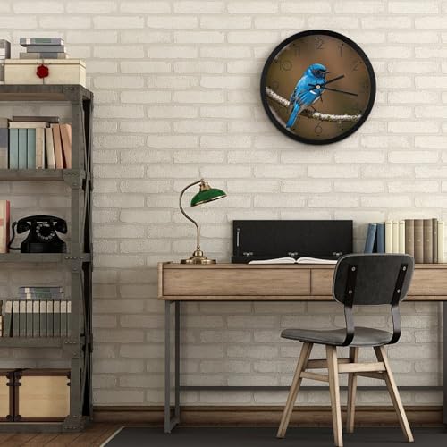 Horloge murale à chiffres imprimé oiseau bleu grand format - 7