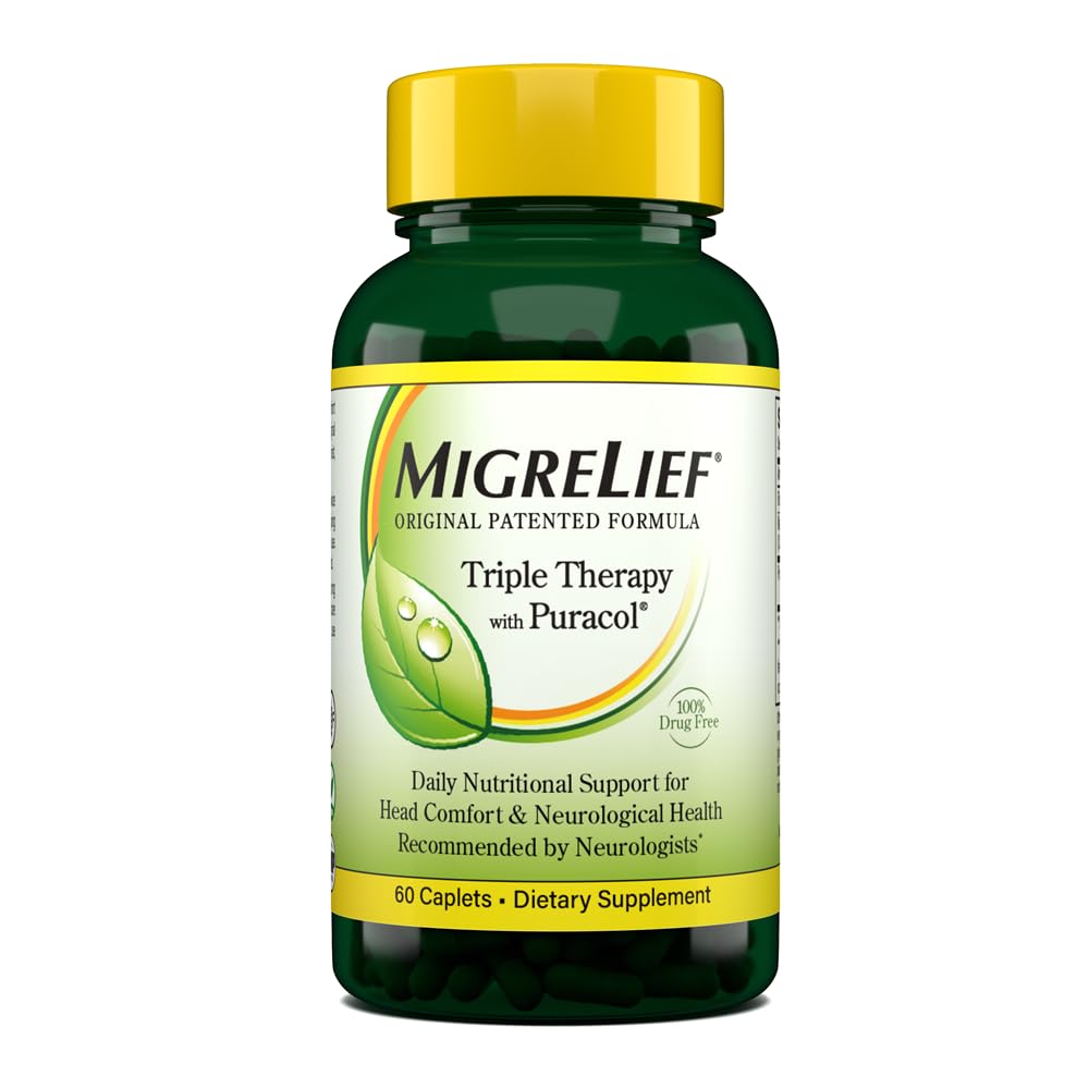 MigreLief Original Triple Therapy with Puracol (60 Caplets)