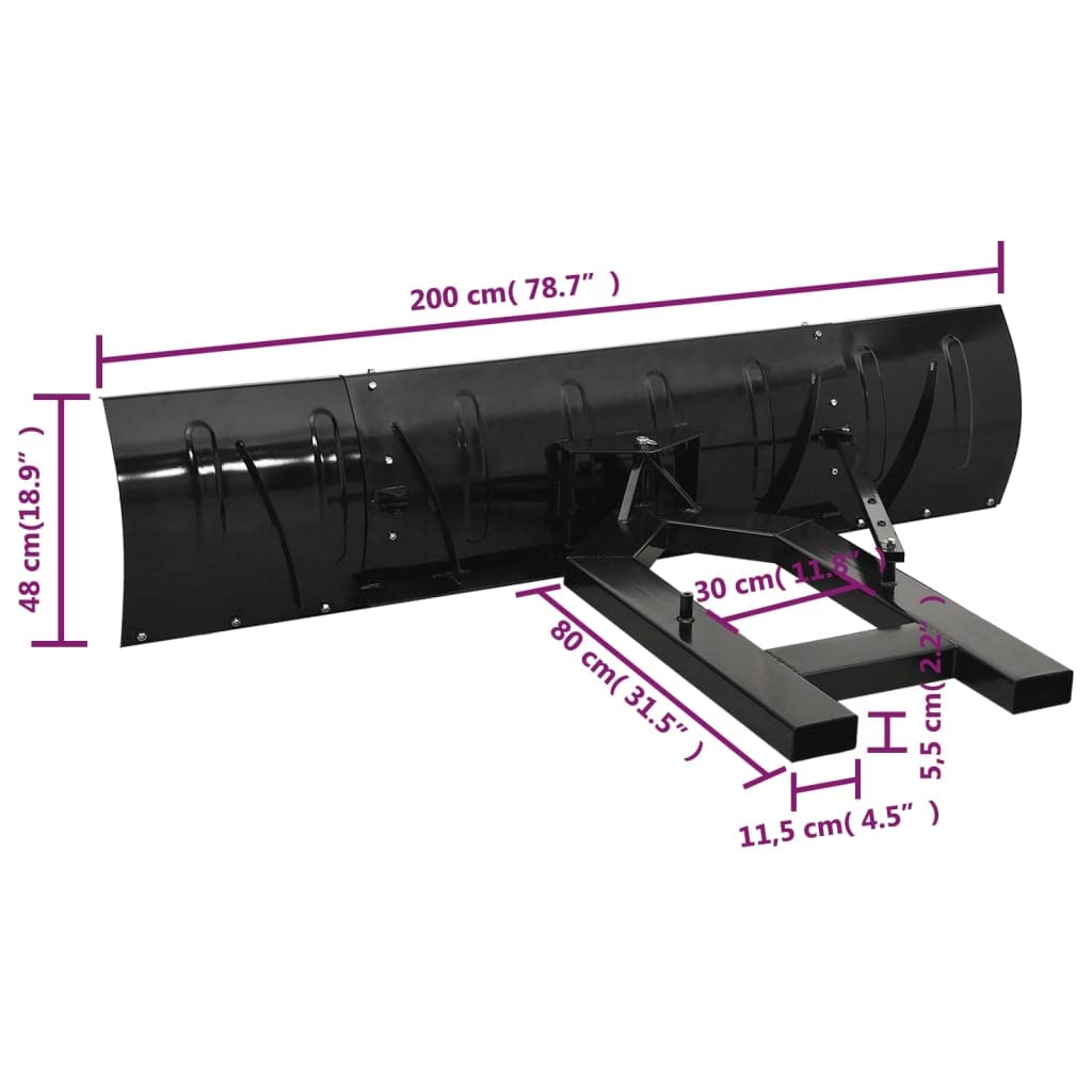 vidaXL Chasse-Neige pour Chariot élévateur 200x48 cm Noir