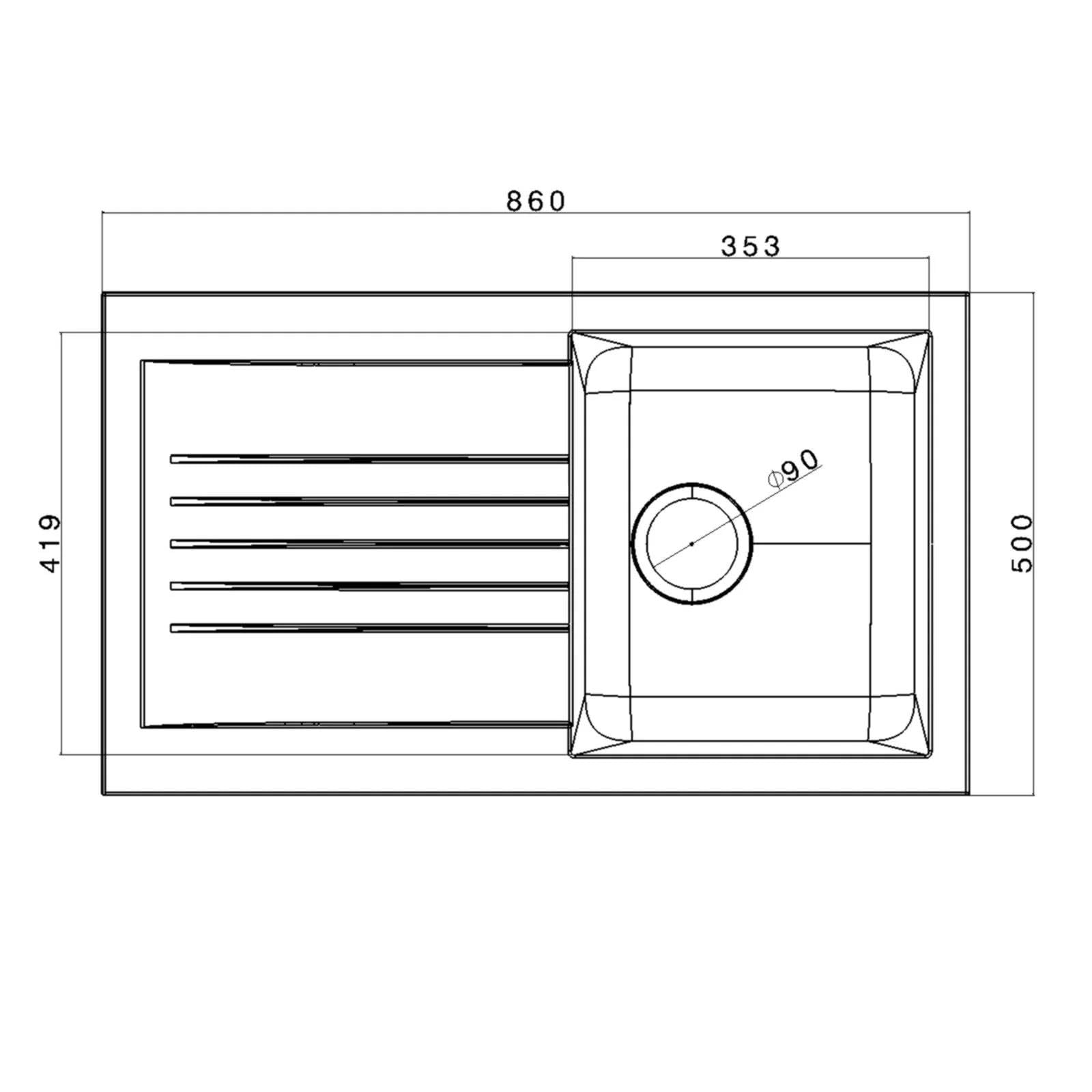 LD860BL Fregadero Negro 1 Seno con Escurridor Composite BIO