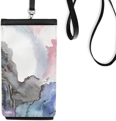Watercolor Ink Shading Phone Wallet Purse Hanging Mobile Pouch Black Pocket