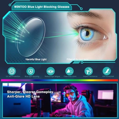 Image of Blue Light Glasses for Woman Men, 99% Blocking Square Frame 2 Pairs | Anti Eyestrain & UV Glare Protection, Computer Blue Light Blocking Glasses for Gaming TV Phone Screen