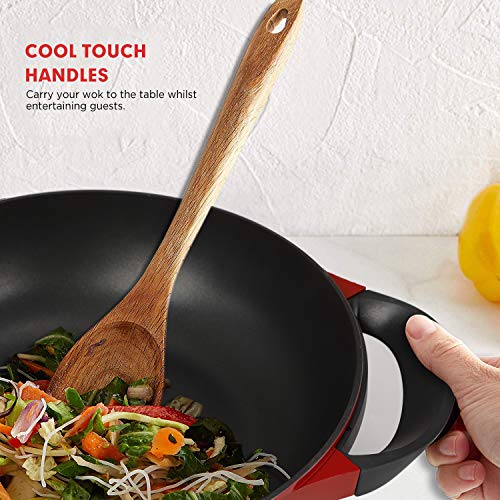 Caynel Nonstick Electric Skillet, 13 Inch Round Frying Pan, Aluminum Body with Glass Lid, Upgrade Adjustable Temperature Controller, Cool Touch Handles & Non-Stick | 1400W