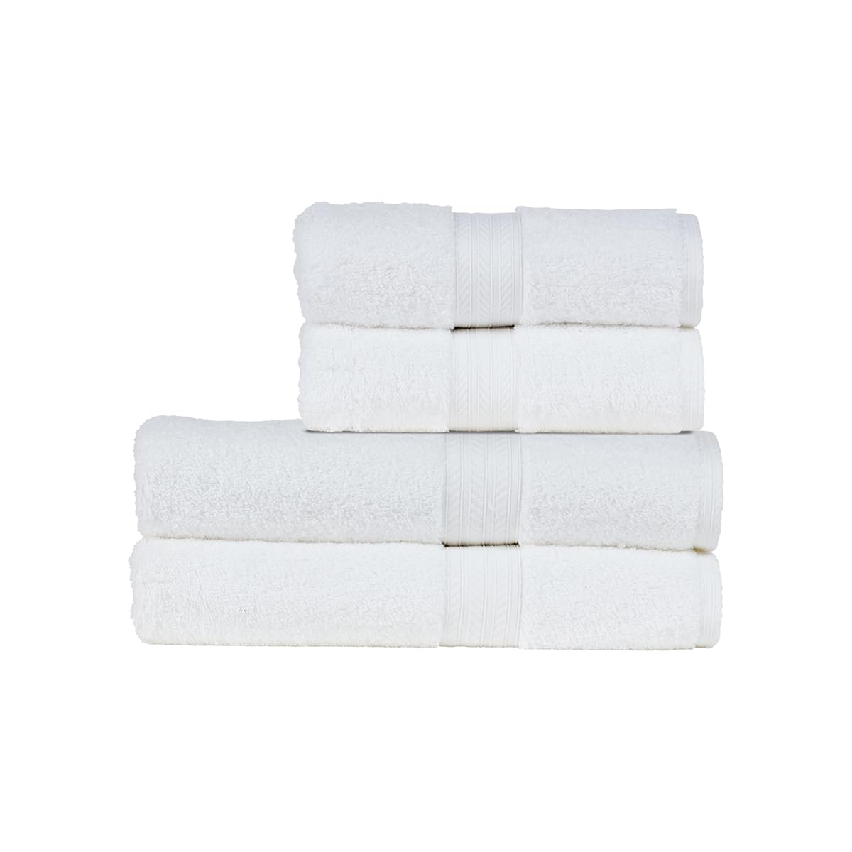 Christy Renaissance 4 Piece Towel Set | White | 100% Egyptian Cotton Pile | Luxuriously Soft and Super Absorbent | 675 GSM | 2 Bath Towels 2 Hand Towels