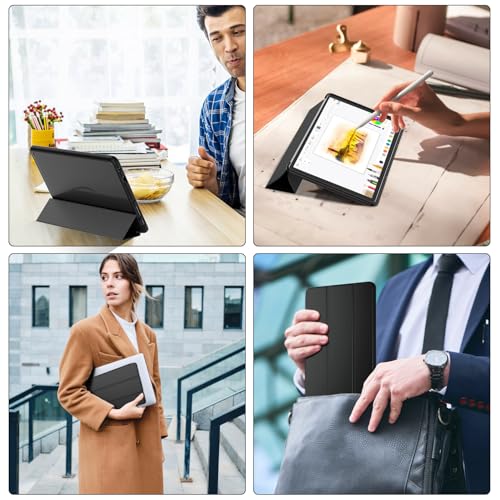 Image of Sanyetral Shockproof Trifold Stand Tablet Case with Auto Wake /Sleep Function, Incompatible with Nokia Remarkable TCL -Black