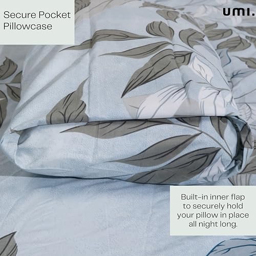 Image of Amazon Brand - Umi Cotton Fitted Bedsheet, Queen Size 78x60 Inches, Elastic Fit Bed Sheet, 10 Inch Deep Pocket, Soft Breathable Bedding, Durable Easy Care, with Pillow Cover-Misty Meadow
