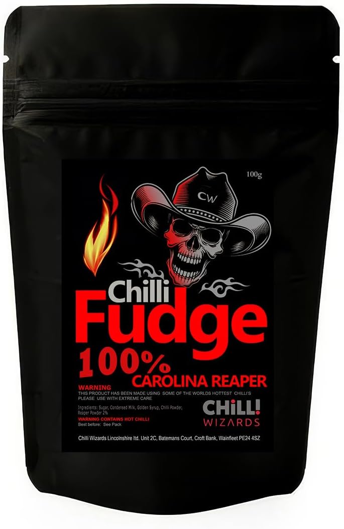 Carolina Reaper Chilli Fudge 100g Made with the hottest chilli in the world 2% Reaper Powder