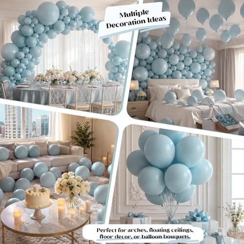 Image of Togvu Dusty Blue Balloons, 50Pack 12 Inch Light Blue Boho Latex Party Balloons for Bridal Baby Shower Gender Reveal Easter Birthday Party Decorations