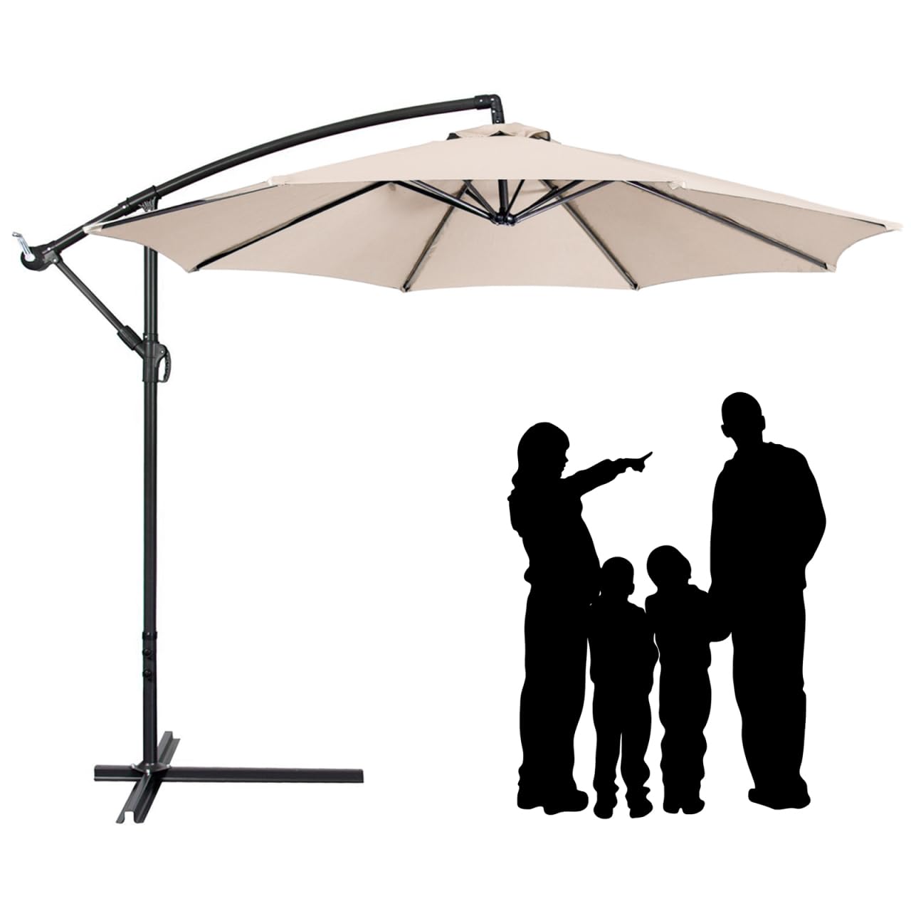 Cabilock Ombrellone Da Spiaggia Ricambio Ombrellone per Protezione UV in Poliestere 8 Nervature Tavolo Esterno Baldacchino Sostituzione Parasole Copertura per 3 x 3M(Beige)