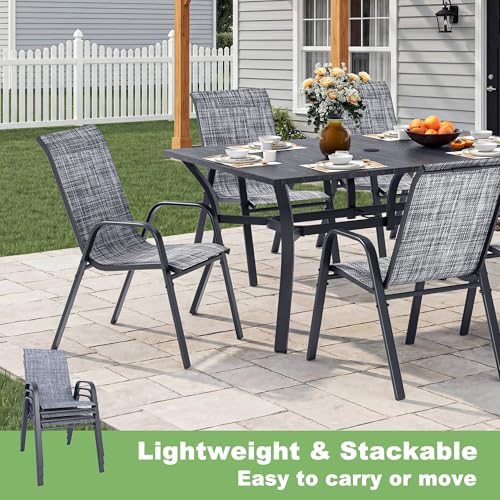 Image of Outdoor Patio Chairs Set of 8 Stackable Dining Chairs All-Weather Textilene Furniture Set for Pool Deck, Backyard, Garden
