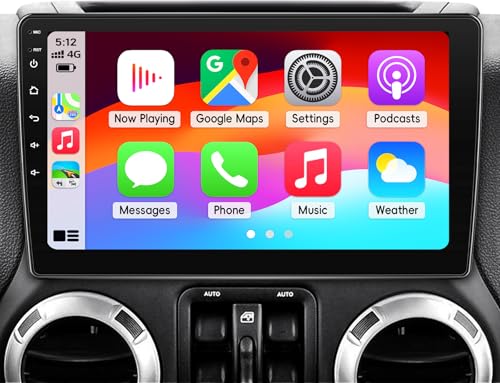 Car Radio Stereo for Jeep Wrangler JK 2007-2018 2+64G Android 13 Touch Screen Radio with Wireless CarPlay Android Auto Bluetooth GPS Navigation Backup Camera