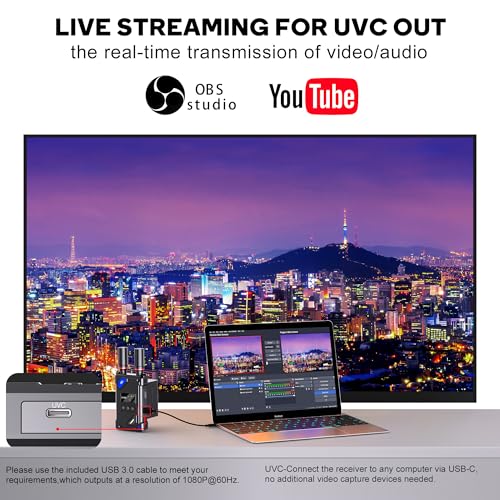 Vrriis Wireless Video Transmitter and Receiver with UVC Out for Live System,Manual Switching of 20 Channels,Wireless Video Transmission System 1500FT Los Range,0.05s Delay,Up to 5 Devices(1TX+1RX) - Thumbnail 4