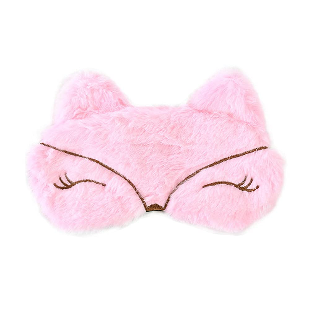Drasawee Cartoon Sleep Mask Eye Mask Blindfold with Ice Bag Sliping Mask Eye Cover Sleep Mask for Kids Men Women Pink Fox