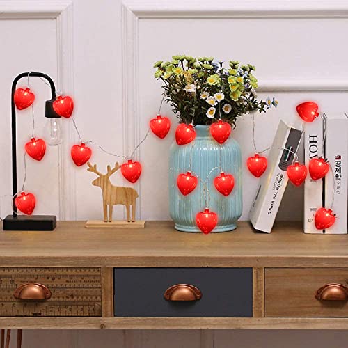 8.5Ft Valentine's Day Heart String Lights, Valentine Decorations Fairy String Lights with 10 Red Heart Lights, Connectable Love Heart Lights for Valentine's Day, Party, Wedding, Holiday Decorations