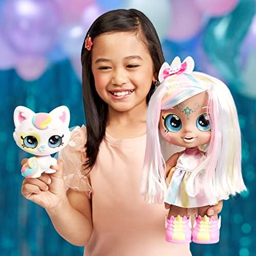 Kindi Kids 50270 Party Pets Kitty Mello Collectible Pet Kitten with blinking eyes and grooming brush,White