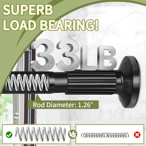 Image of Tension Curtain Rod 51-165In(4.25-13.75Ft), Extra Long Outdoor Curtain Rod No Drilling for Window or Bathroom Patio, Adjustable Spring Shower Rod, Easy to Install Never Rust, Rod Diameter 1.26In-Black