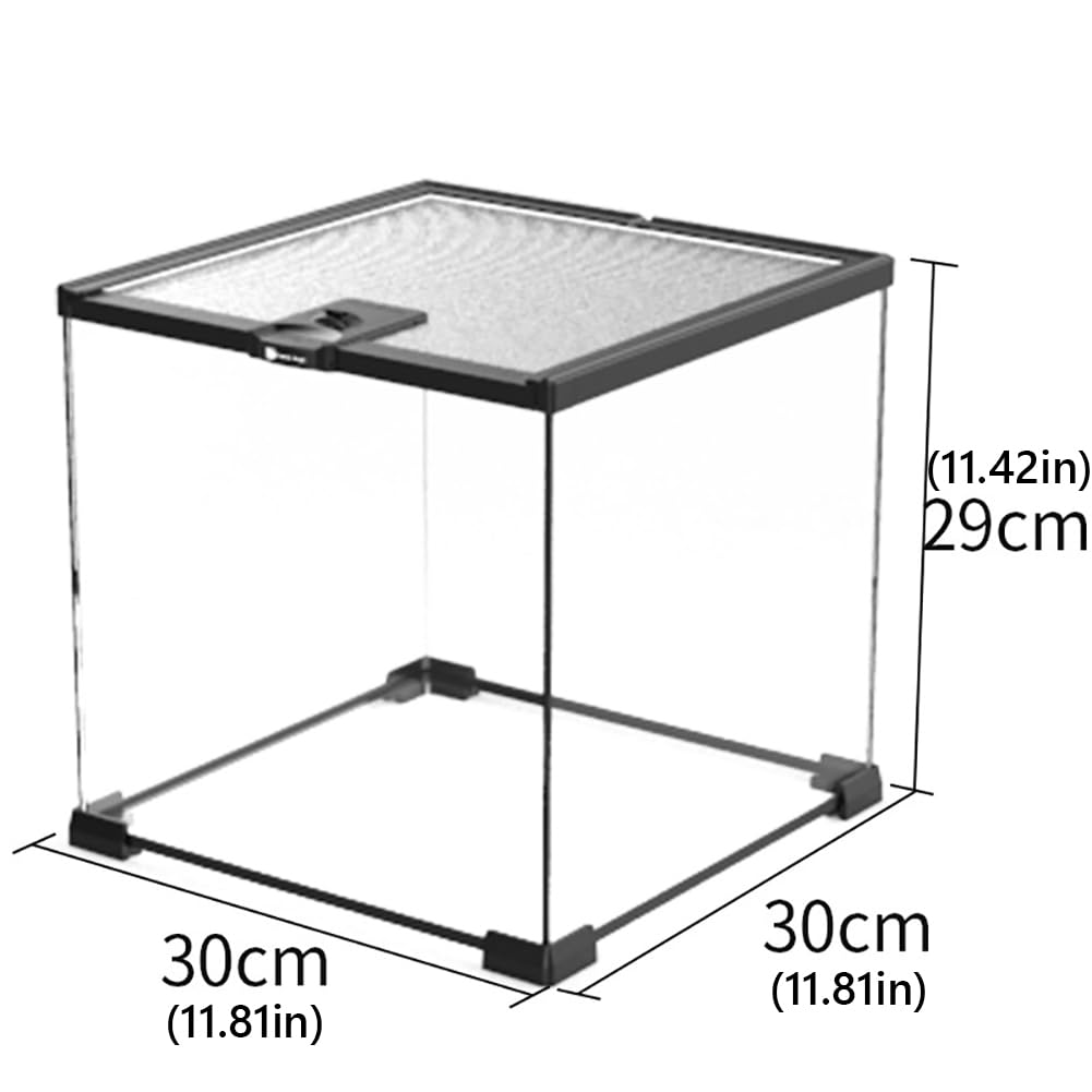 Reptilien -Schwimmglaswachstumspanzer, Transparentes Reptilien -Terrarium Mit Kabelloch, ECO -Regenwald -Fütterungsbox, Reptilienzüchterbox Für Stapel,H