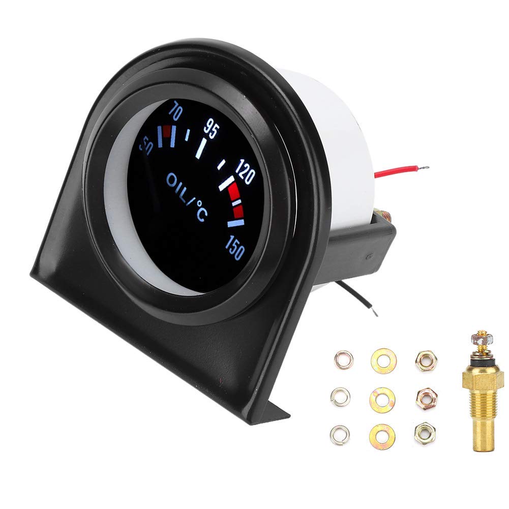 Jauge de température d'huile de 52 mm, jauge de température d'huile de pointeur de voiture de lumière LED de 2 pouces 50-150 ℃