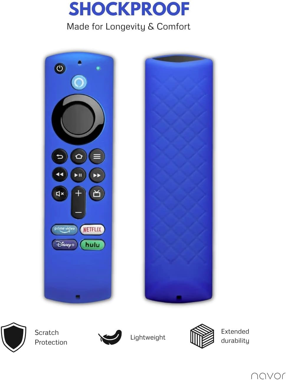 Shockproof Protective Cover / Case Compatible with New Alexa Voice Remote for Fir TV Stick 3rd Gen (2021) / Fir TV Stick 4K (2021) Silicone Remote Case -Dark Blue