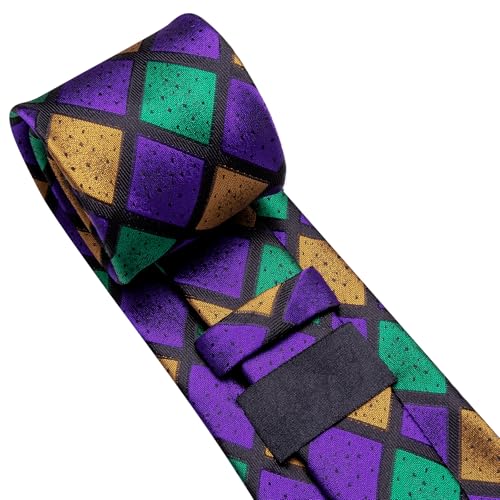 Image of Dubulle Mens Paisley Floral Silk Tie for Men Striped Necktie and Pocket Square Cufflinks Set Wedding Business
