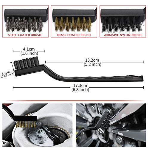 10 Pcs Wheel & Tire Brush Detailing Brushes Set - 16 Inch Long Rim Brush, 5Pcs Sizes Car Detailing Kits, Short Handle Tire Brush, 3Pcs Wire Brushes for Cleaning Car, Motorcycle, Interior, Exterior - Thumbnail 6