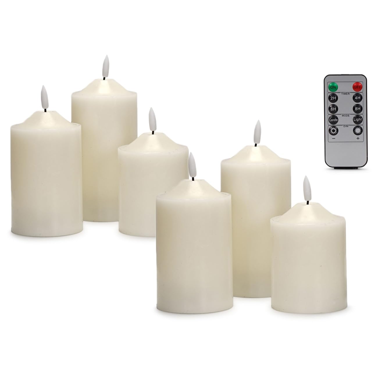 Valuelights Set Of 6 Led Flickering Candles With Remote Control