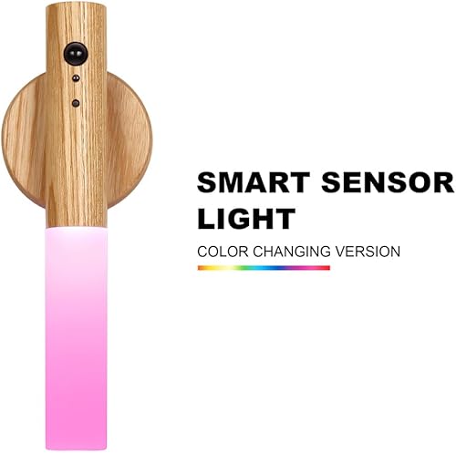 Vista 11 de LANDGOO - Lámparas nocturnas de madera con sensor de movimiento y cuerpo magnético, decoraciones LED recargables y portátiles para pared, funcionan