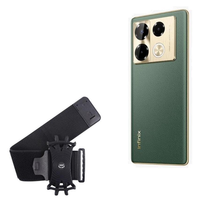 BoxWave Holster Compatible with Infinix Note 40 Pro+ - ActiveStretch Sport Armband, Adjustable Armband for Workout and Running - Jet Black