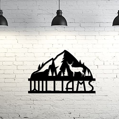 Décoration murale en métal cerf et forêt rustique noire pour salon de 45 cm
