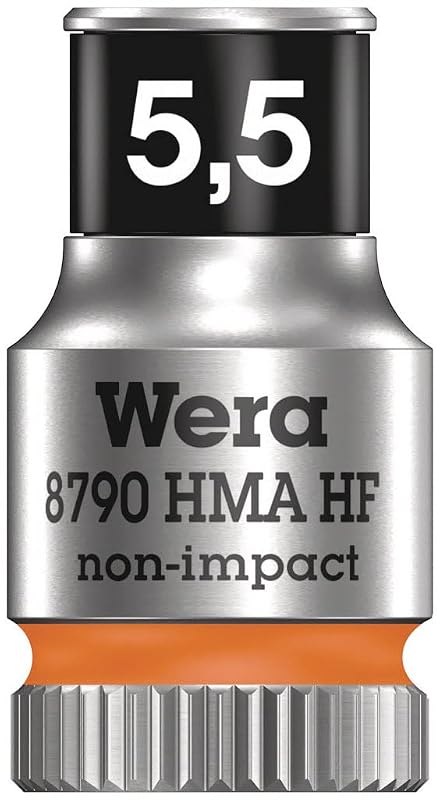 Soquete Estrela Wera 8790 HMA HF com Encaixe de 6,35 mm e Função de Retenção 5,5 x 23 mm 05003720001