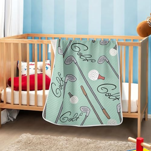 Image of Golf Cartoon Baby Blankets Soft Warm Crib Stroller Blanket for Toddler Newborn Girls Boys 30x40in