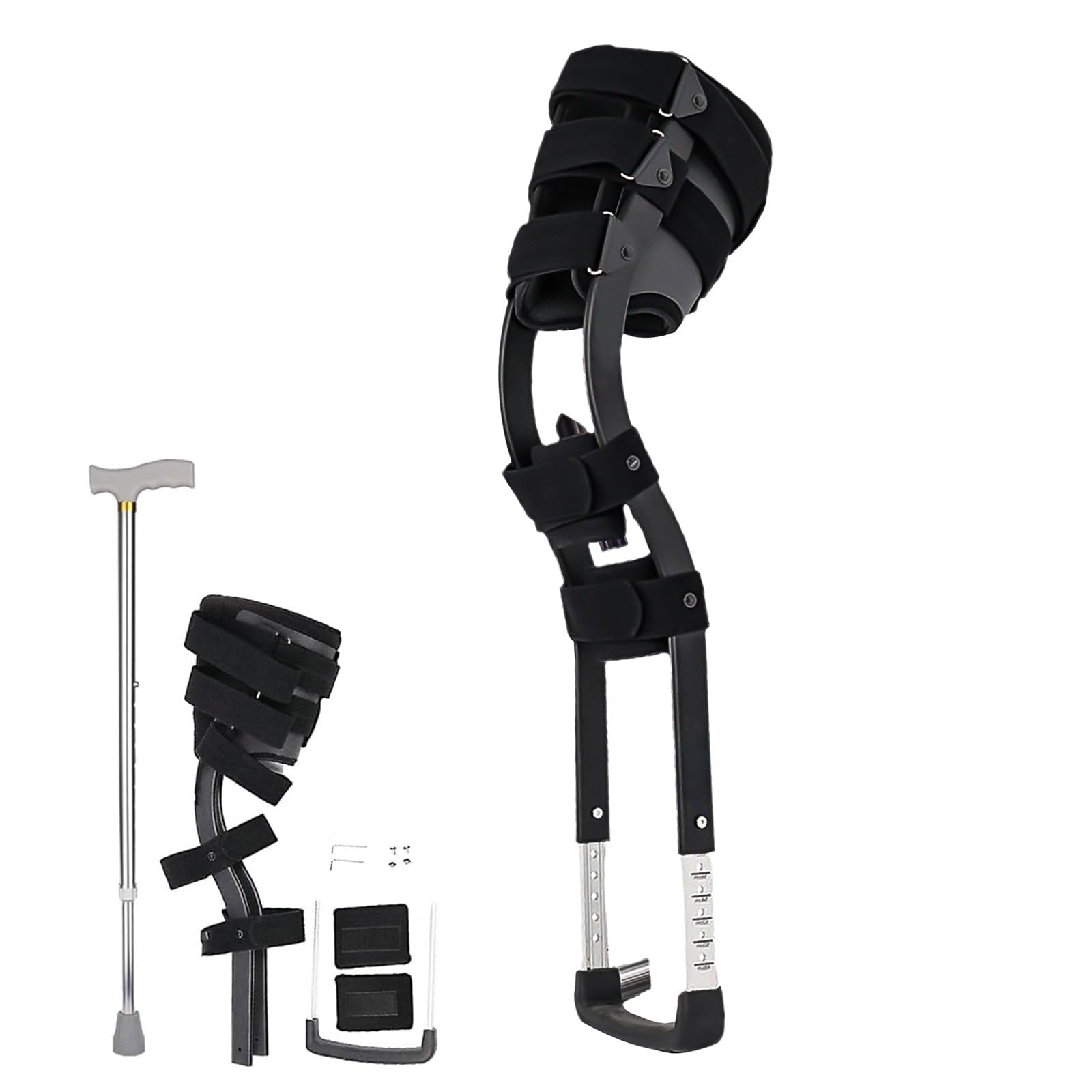 Stampe per Ginocchia a Mani Libere, Stampelle per Ginocchia per Adulti, Trainer per Camminare Assistito, Ausilio per La Mobilità in Alluminio Leggero, Peso del Polpaccio Nullo