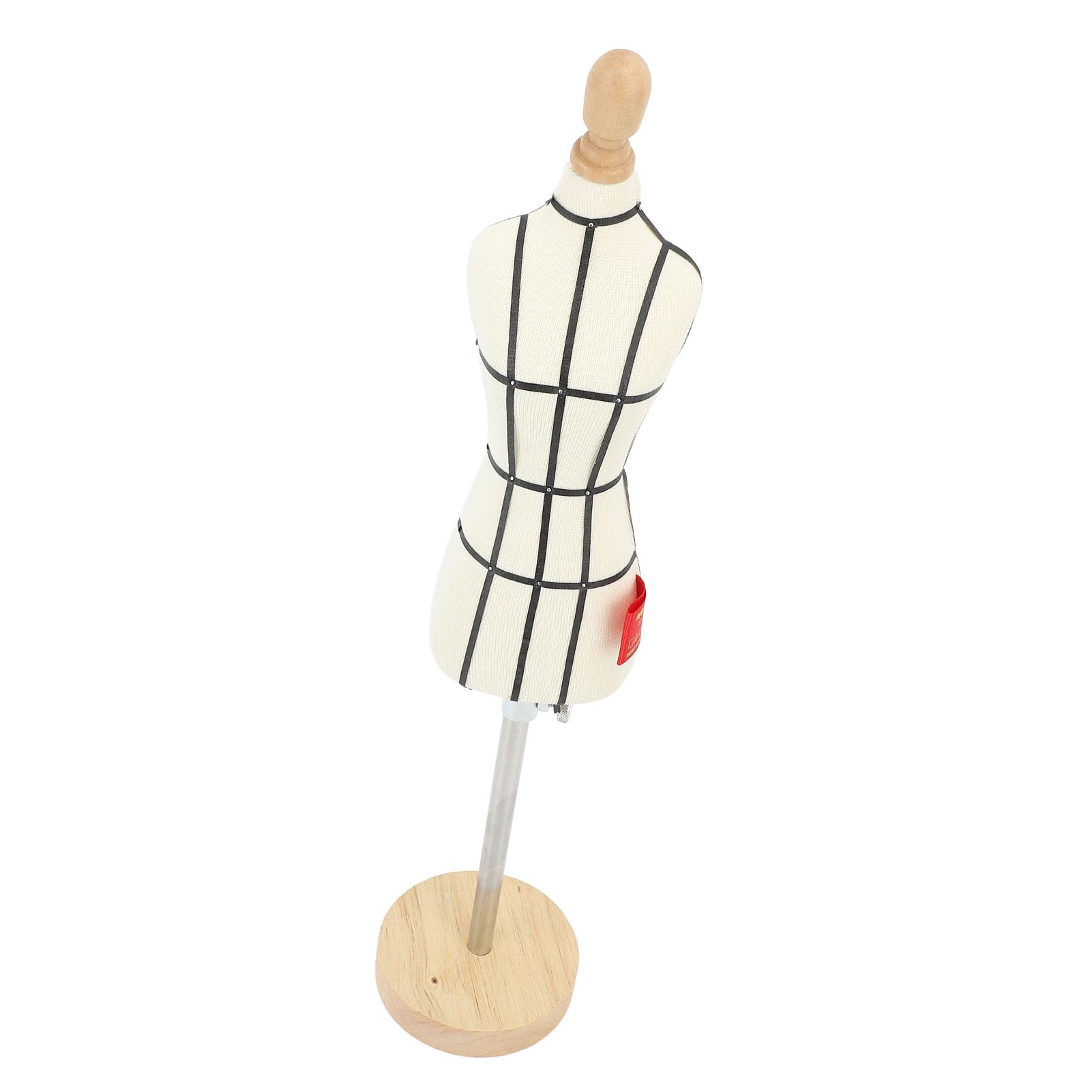 Miniaturowy Manekin w Formie Sukienki z drewnianą podstawą do Szycia i Wystawiania w Zakładach Krawieckich, Kompaktowy i Trwały Model z Tkaniny (Rozmiar 1/2)