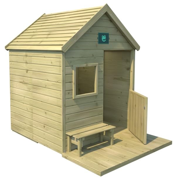 SOULET - Casita de Madera Infantil Heidi 140x125x158 cm - Casita de Jardín para Niños con Terraza y Banco - Madera Tratada Resistente - Certificación PEFC - Fácil Montaje
