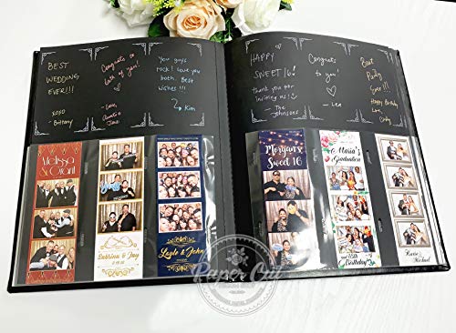 Photo Booth Album - with Storage Box - Holds 120 Photos - Slide in 2x6 Photo Strips - Elegant Black Photo Album