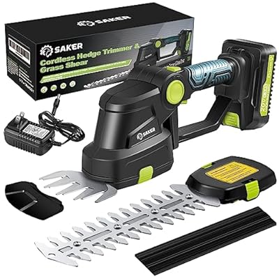 Saker Cordless Hedge Trimmer-20V Electric Shrub Trimmer Grass Shears Handheld Grass Cutter, Hedge Shear with 1 PCS Rechargeable Battery and Charger for Garden, Lawn
