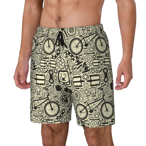 Bike Pattern Ethereal Funny Men's Swim Trunks Board Shorts Quick Dry-2