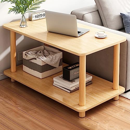 Table double en bois avec étagère de chevet robuste couleur chêne - 2