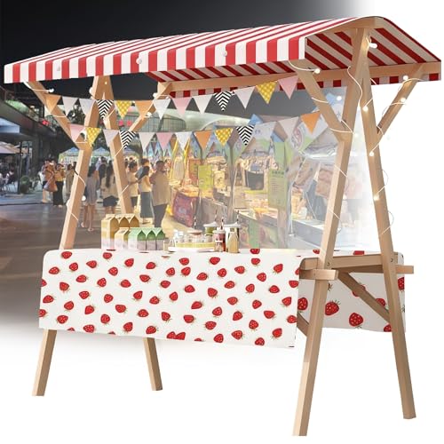 Chariot de marché pliable en bois pour l'ambiance chaleureuse des foires locales