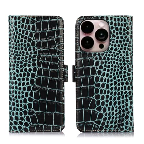 Étui antichoc iPhone 14 Pro Max vert en cuir véritable pour éviter les rayures d'écran - 2