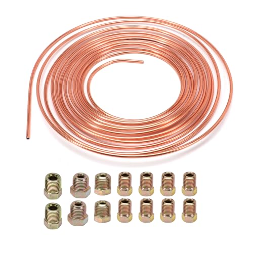 Konuooer Tuyau de Frein 7.6m Placage d'alliage de cuivre Tuyau Frein Tube,OD 4,75mm, Kit de Conduite Générale de Frein 3/16