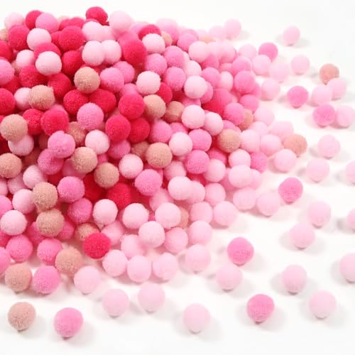 TOAOB Pompons 720pcs Pompons Loisirs Creatifs Rose Thème 10mm Petits Pompoms Artisanale pour Les Décorations de Bricolage Fournitures Couture Guirlandes...